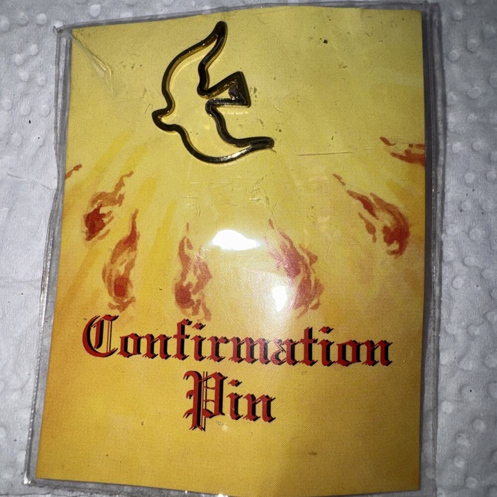 Lapel Confirmation Pin Dove In Gold Color-New Sealed